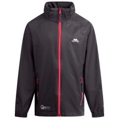 Trespass Kids Waterproof Packaway Jacket Zip Hood Qikpac X Grey, Front view on mannequin