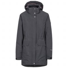 Trespass Womens Waterproof Parka Jacket Fleece Lined Reveal Black, Front view on mannequin