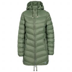 Rianna Women's Padded Casual Jacket in Green, Front view on mannequin
