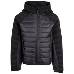 Trespass Kids Unisex Hybrid Top Roadie in Black, Front view on mannequin