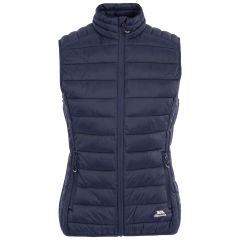 Trespass Womens Packaway Padded Gilet Teeley in NAVY, Front view on mannequin