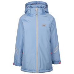 Trespass Kids Waterproof Jacket Valleyfield in Cornflower, Front view on mannequin