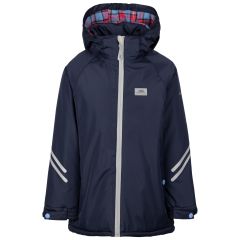 Trespass Kids Waterproof Jacket Valleyfield in Navy, Front view on mannequin