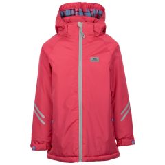 Trespass Kids Waterproof Jacket Valleyfield in Strawberry, Front view on mannequin