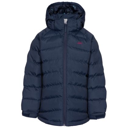 Amira Kids' Padded Casual Jacket in Navy, Front view on mannequin