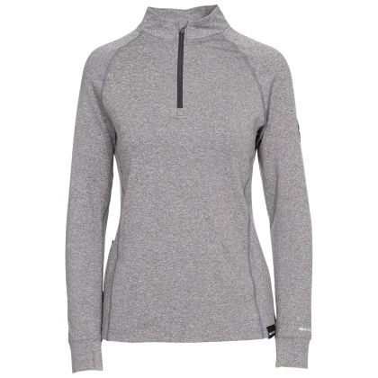 Briana Women's DLX Eco-Friendly Half Zip Active Top in Grey Marl, Front view on mannequin