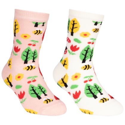 Girls Casual Socks Garden Print 2 Pack 