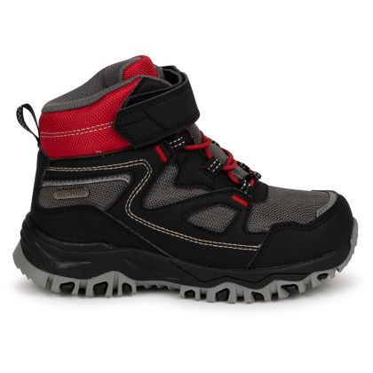 Trespass Kids Walking Boots Adair in Black/Red, Front view of footwear