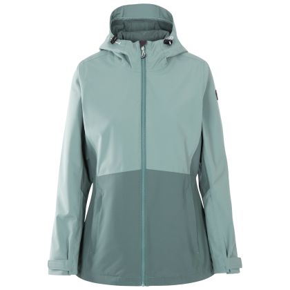 Trespass Women's Waterproof Jacket TP75 Alfresco in Teal mist, Front view on mannequin