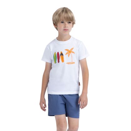 Boys Round Neck T-Shirt Alltown In White