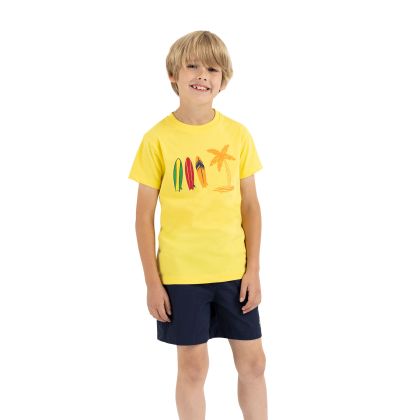 Boys Round Neck T-Shirt Alltown In Yellow