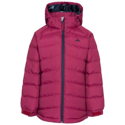 Amira Kids' Padded Casual Jacket in Red, Front view on mannequin