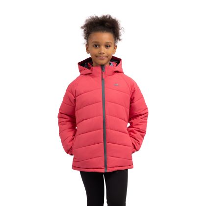 Trespass Girls Casual Waterproof Jacket Amira in Strawberry, Front view on mannequin
