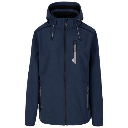 Trespass Men's Softshell Jacket TP75 Anak in Navy Marl, Front view on mannequin