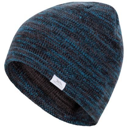 Men s Beanie Hat Aneth in BLACK _ NAVY BLUE, Hat at angled view