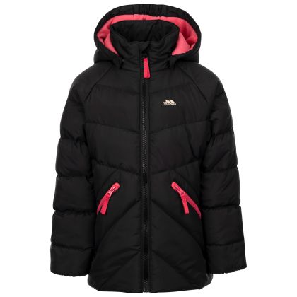 Trespass Kids Casual Jacket Annah in Black, Front view on mannequin