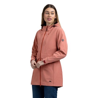 Womens Softshell Jacket Aylmer in Burnt Sienna Marl, Front view on mannequin
