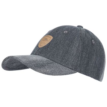 Barney Adults' Woven Denim Baseball Cap in Black, Front view of hat