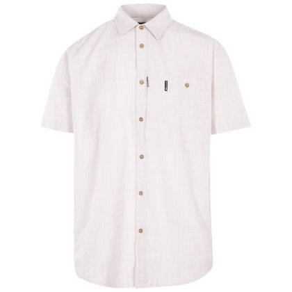 Trespass Men's Casual Woven Shirt Basham in Oatmilk, Front view on mannequin