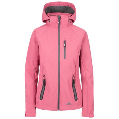 Trespass Womens Softshell Jacket Bela II in ROSE BLUSH, Front view on mannequin