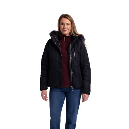 Women's Waterproof Jacket TP75 Recap in BLACK, Front view on mannequin