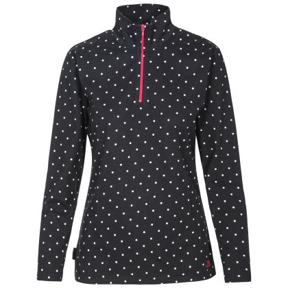 Betty II Womens 1/2 Zip Long Sleeve Top in Black
