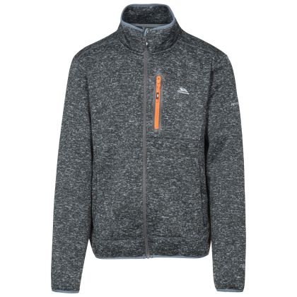 Bingham Men's Marl Fleece Jacket in Black, Front view on mannequin