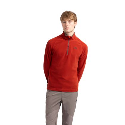 Trespass Men's 1/2 Zip Microfleece in Salsa Blackford, Front view on mannequin