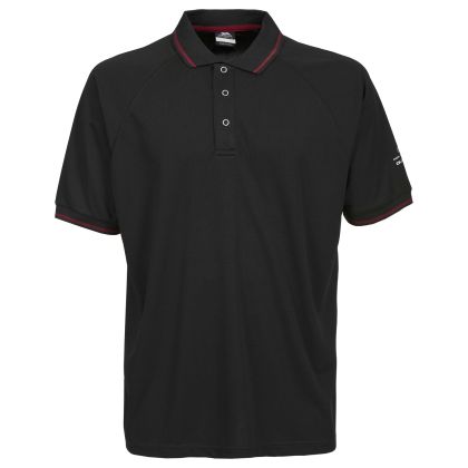 Trespass Mens Quick Dry Polo Shirt in Black Bonington