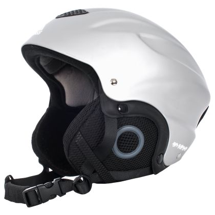 Burlin Kids' Silver Ski Helmet, Angled view of helmet