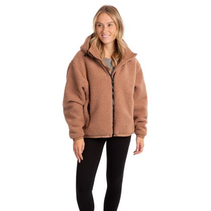 Trespass Womens Casual Sherpa Jacket Burly - DBU, Front view on mannequin