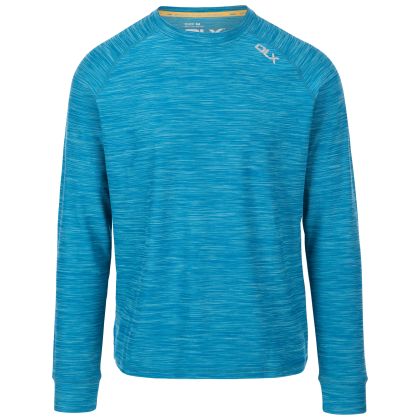 Trespass Men's DLX Long Sleeve Top Callum in Bondi blue marl, Front view on mannequin