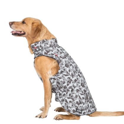Trespaws Large Camo Dog Printed Raincoat in Grey Charly