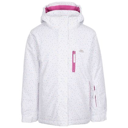Trespass Women's Ski Jacket TP75 Chic in WHITE, Front view on mannequin