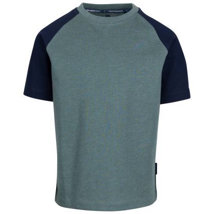 Mens Casual T-Shirt Clined in SPRUCE GREEN, Front view on mannequin