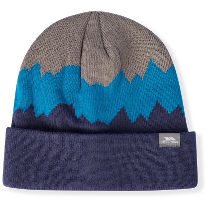 Men s Knitted Hat Cobbler in STORM GREY_BONDI BLUE_NAVY, Hat at angled view