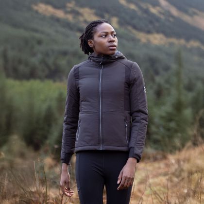 Womens DLX Waterproof  Jacket Courtney in Black, Front view on mannequin