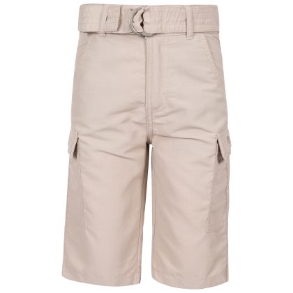 Trespass Unisex Shorts Craftly in Soft stone, Front view on mannequin