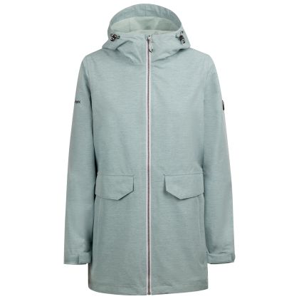 Womens Waterproof Jacket Crystals in Dark Seafoam Marl, Front view on mannequin