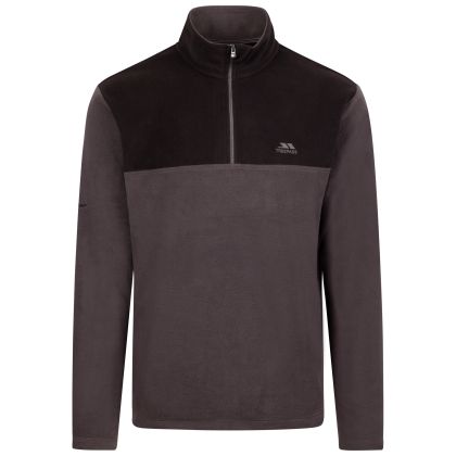 Trespass Mens Microfleece At100 Curtiston in Dark Grey, Front view on mannequin