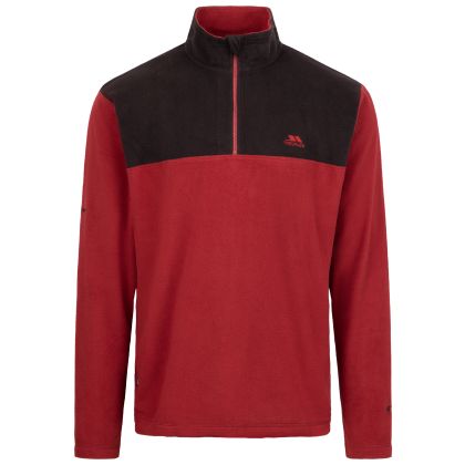 Trespass Mens Microfleece At100 Curtiston in Merlot, Front view on mannequin
