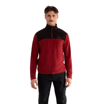 Trespass Mens Microfleece At100 Curtiston in Merlot, Front view on mannequin