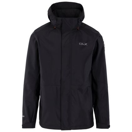 Mens DLX Waterproof Jacket Cyril in Black, Front view on mannequin