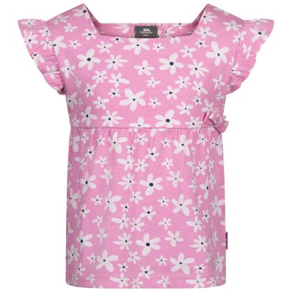 Girls Printed Top Damia in Sweetpink, Front view on mannequin
