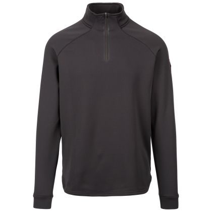 Trespass DLX Men's Long Sleeve Top Damian in BLACK, Front view on mannequin