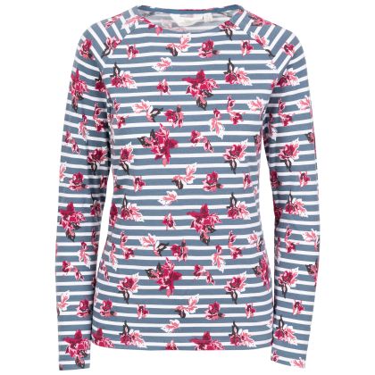 Trespass Women's Casual Top Dellini in Pewter floral stripe, Front view on mannequin