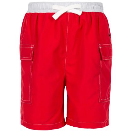 Trespass Kids' Shorts Depths in RED, Front view on mannequin