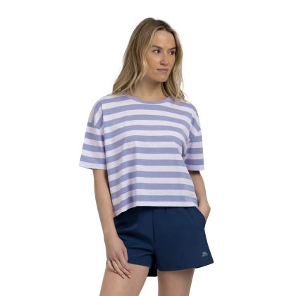 Womens Boxy Fit Casual T-Shirt Donna In Cool Blue Stripe