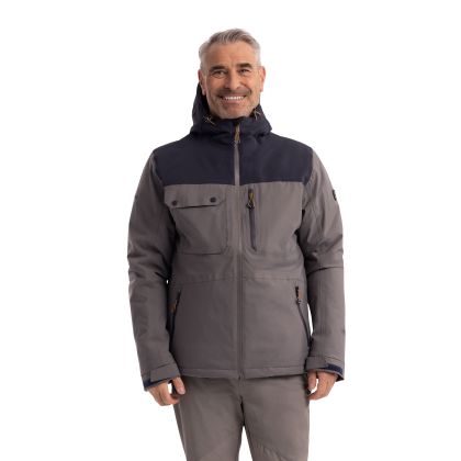 Mens Padded Waterproof Jacket Tp75 Eastwell in Storm Grey, Front view on mannequin