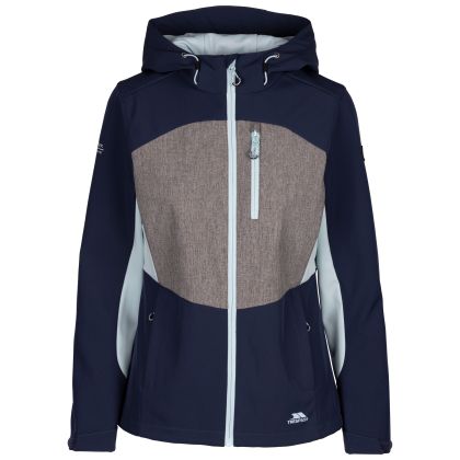 Womens Softshell Jacket Tp75 Eckwood in NAVY, Front view on mannequin